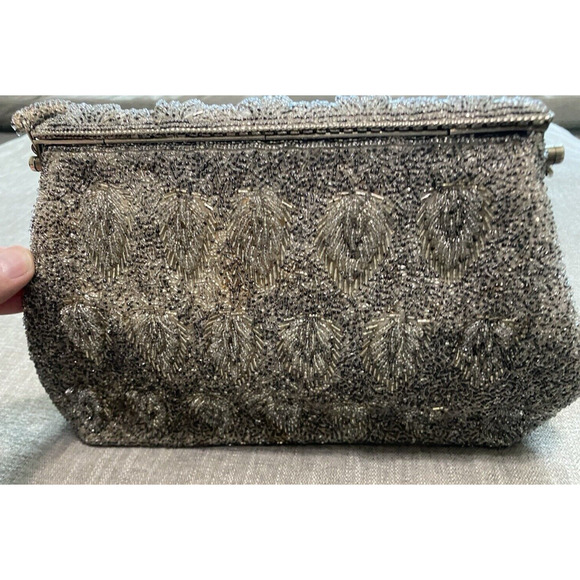 Vtg Beaded Purse Handmade in Hong Kong Evening Bag Wedding Party Prom Clutch - Picture 2 of 16